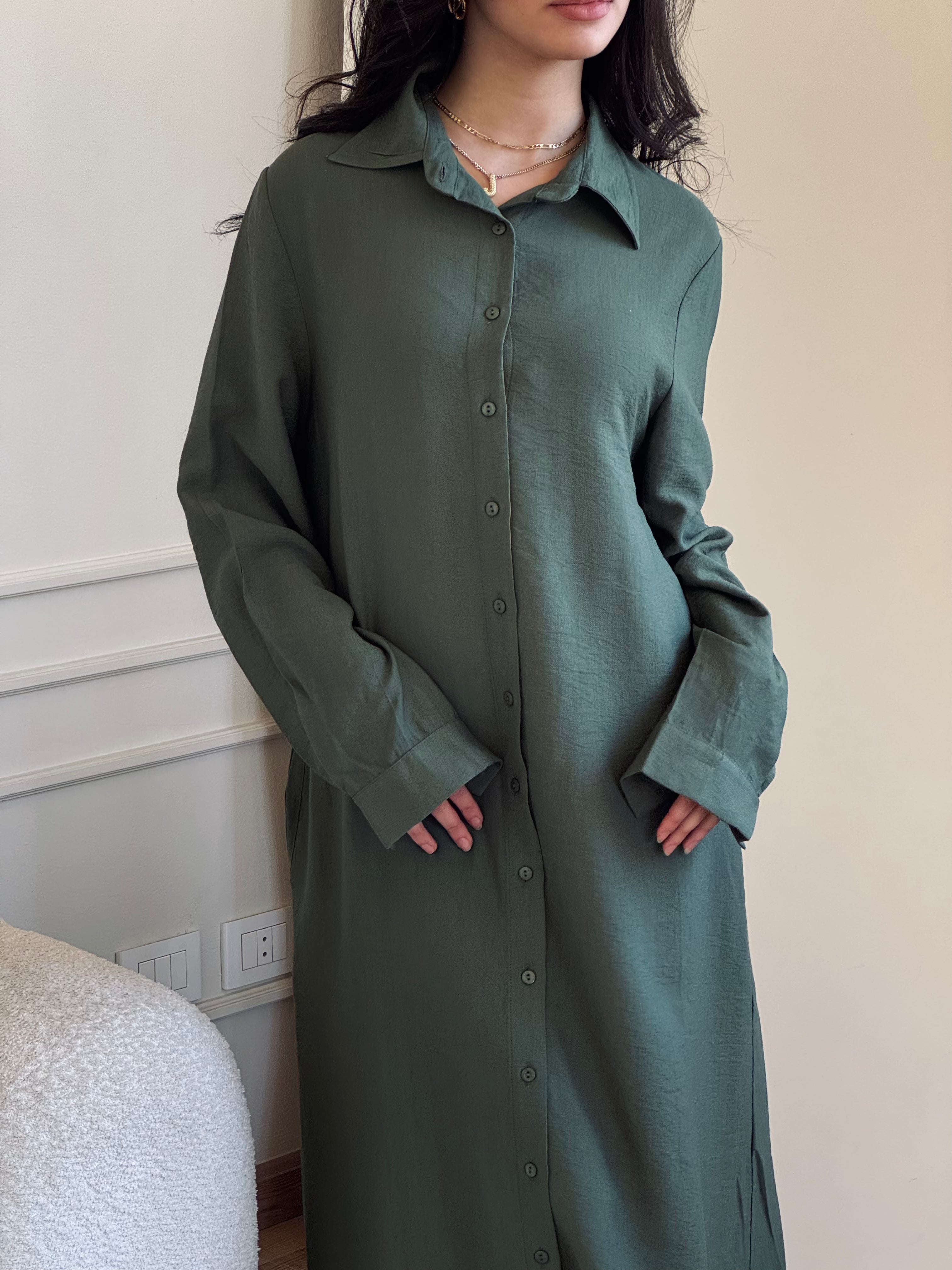 Olive Longline Ramadan Shirt Dress