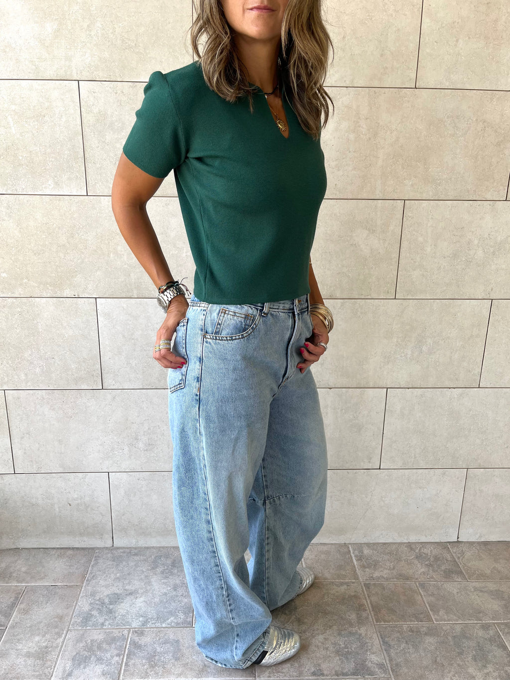 Teal Frillu Signature Knit Polo