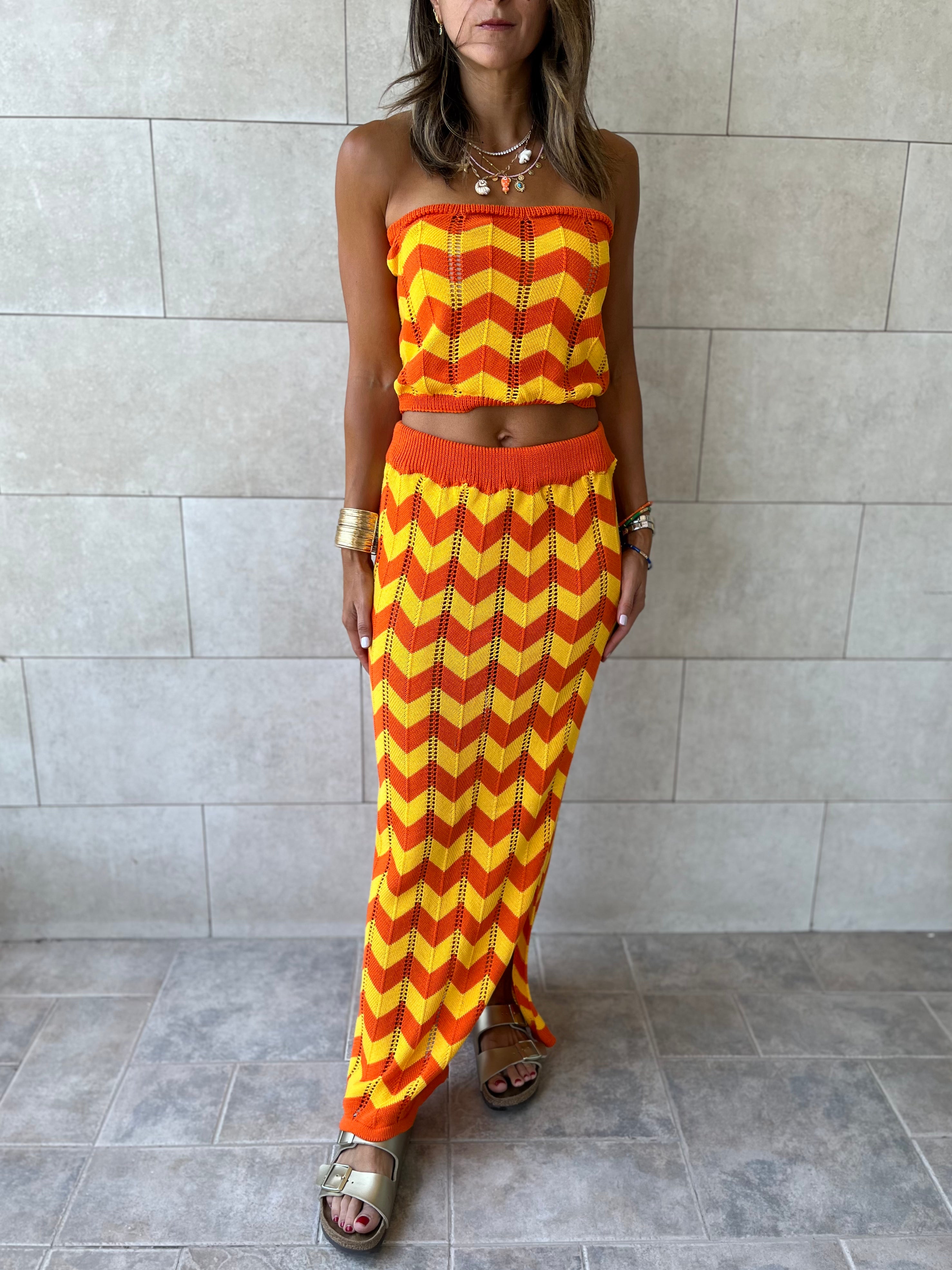 Tangerine Twist crochet skirt set