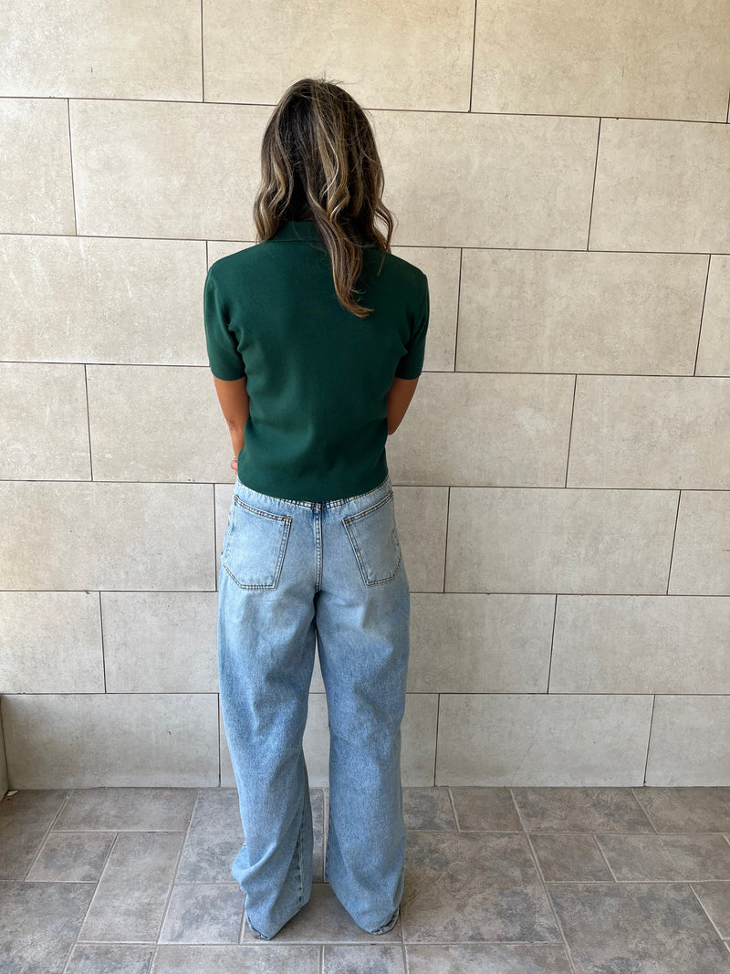 Teal Frillu Signature Knit Polo