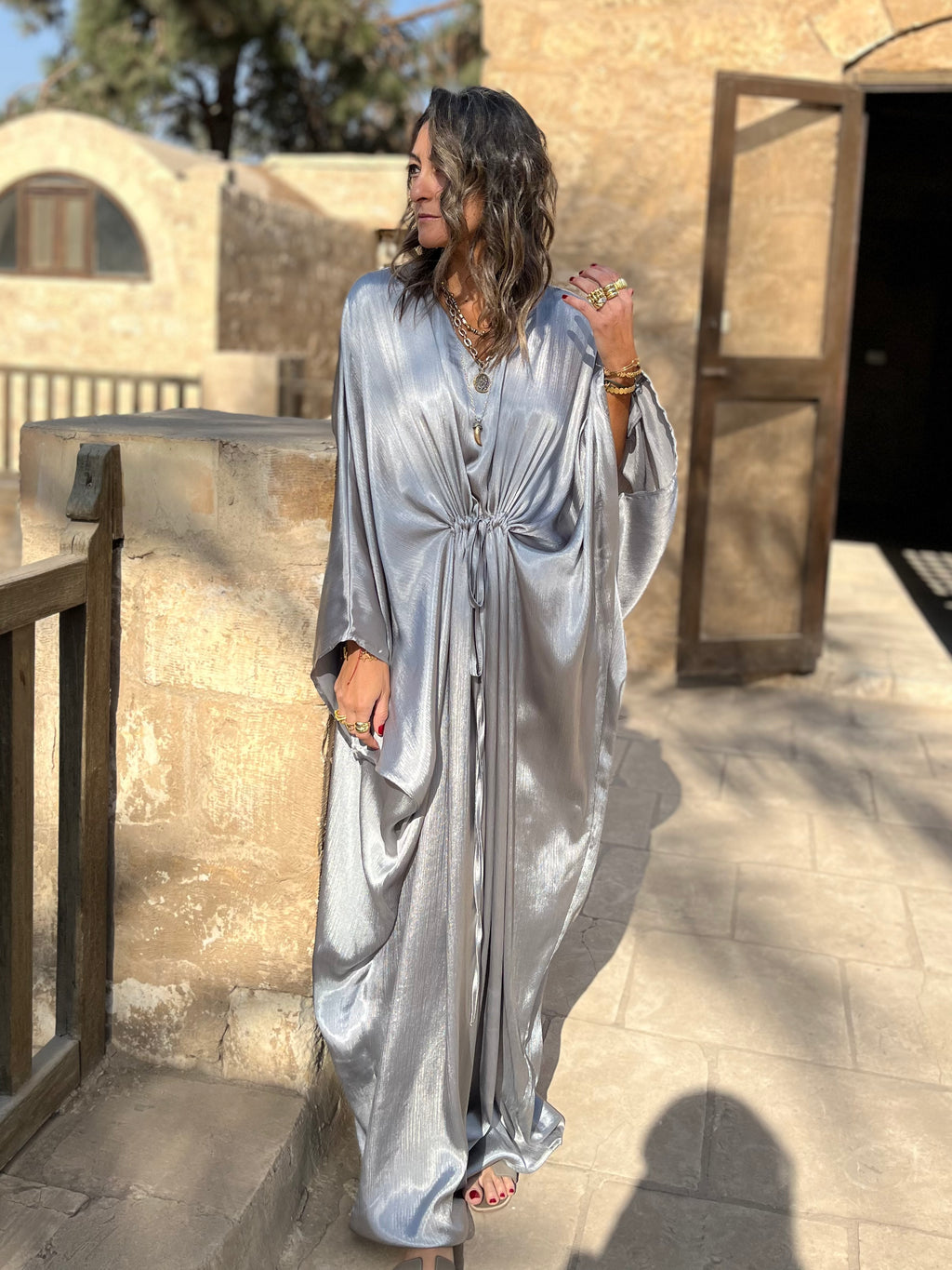Silver Shimmery Nubian Kaftan