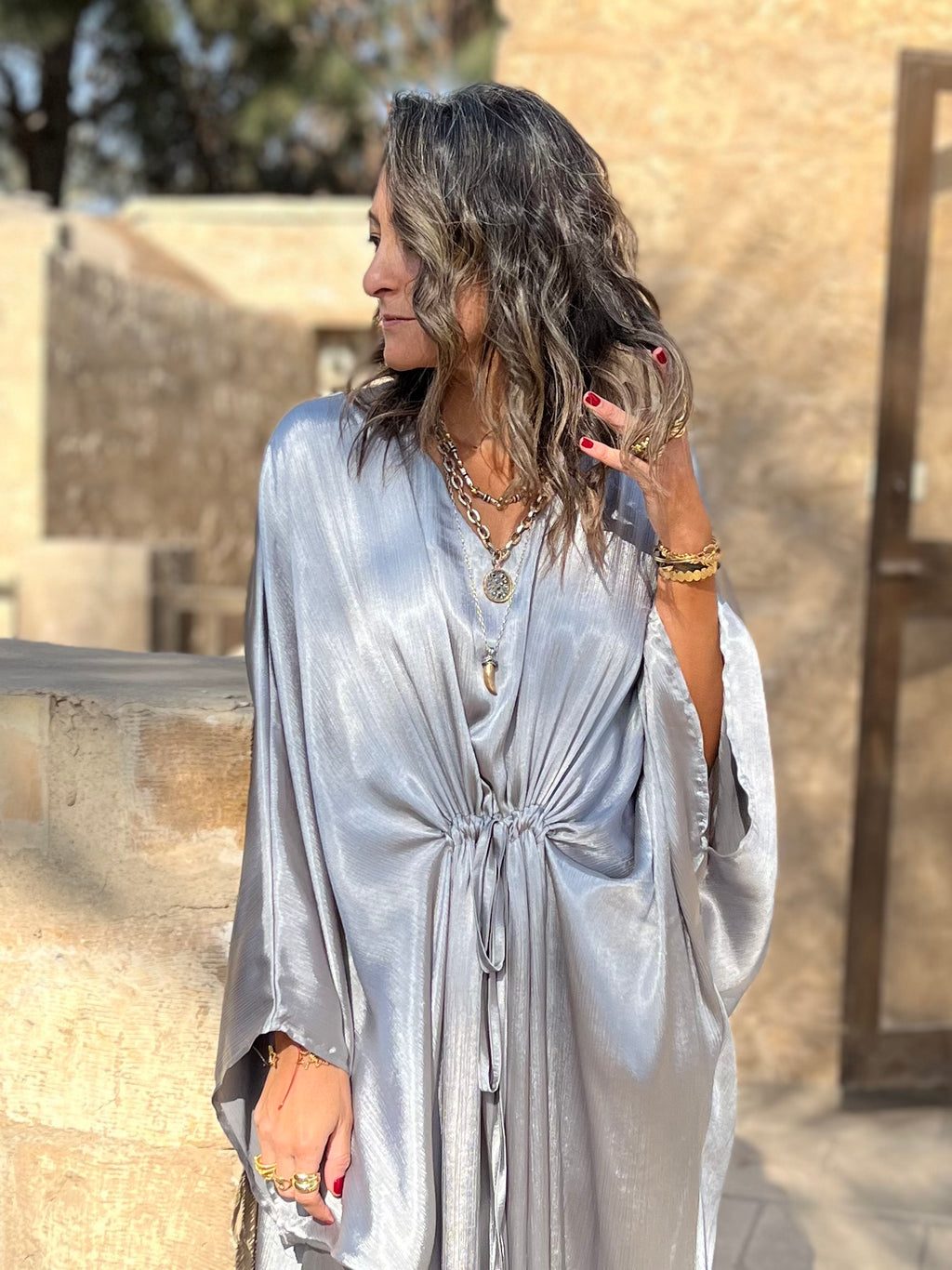 Silver Shimmery Nubian Kaftan