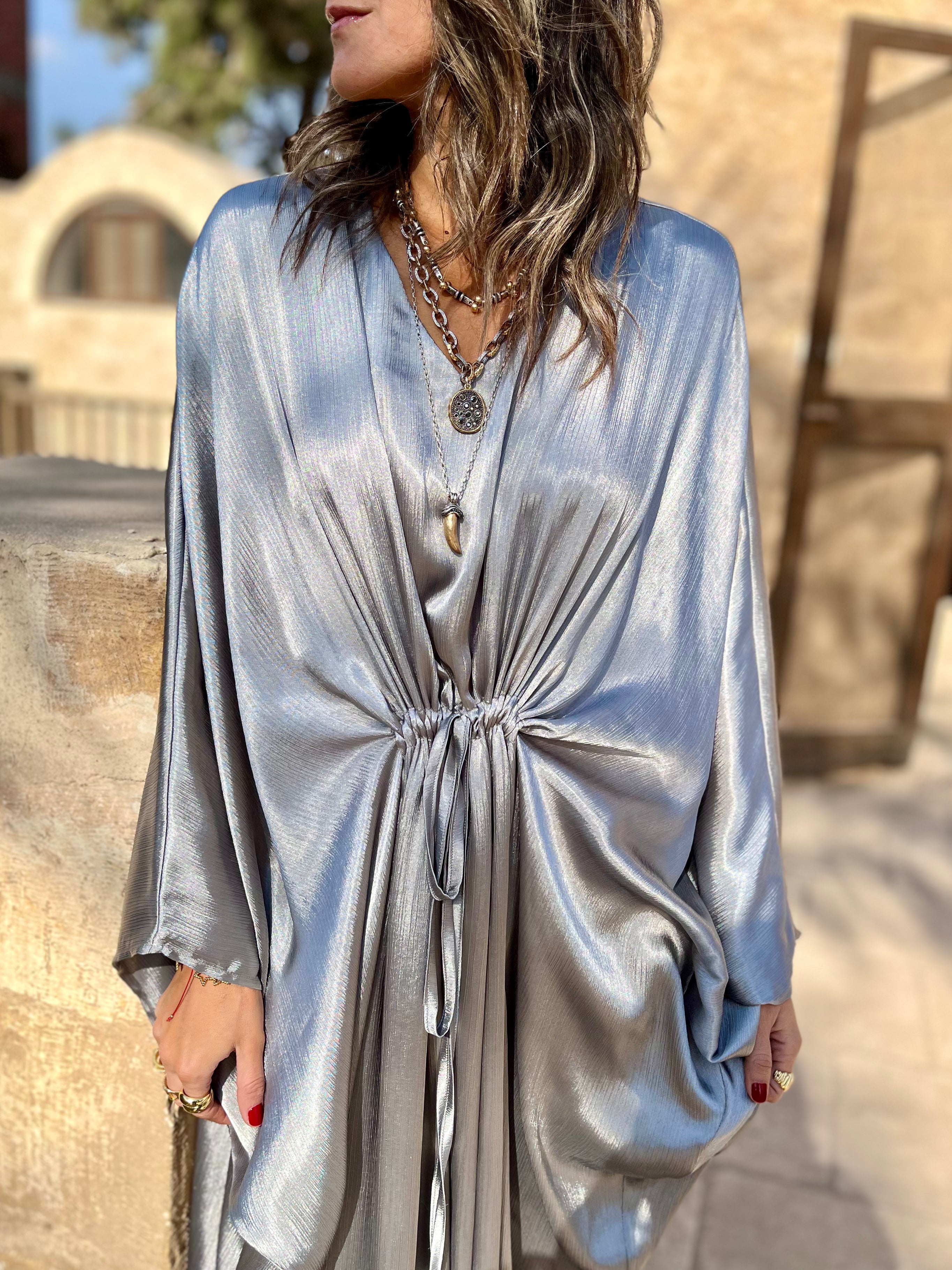 Silver Shimmery Nubian Kaftan