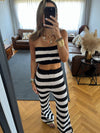 Black Striped Crochet Pants Set