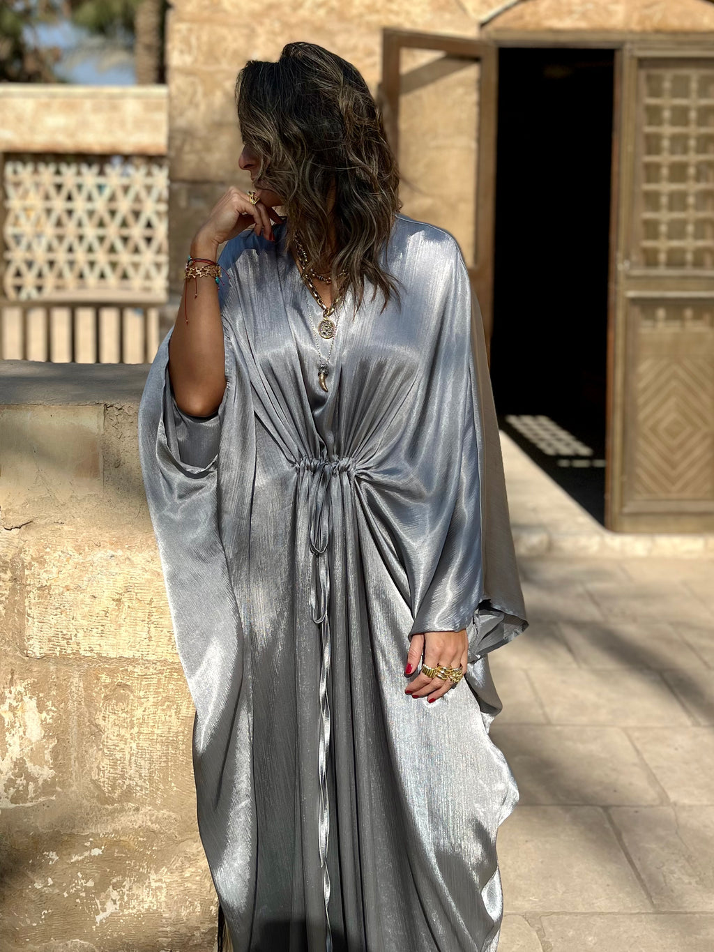 Silver Shimmery Nubian Kaftan