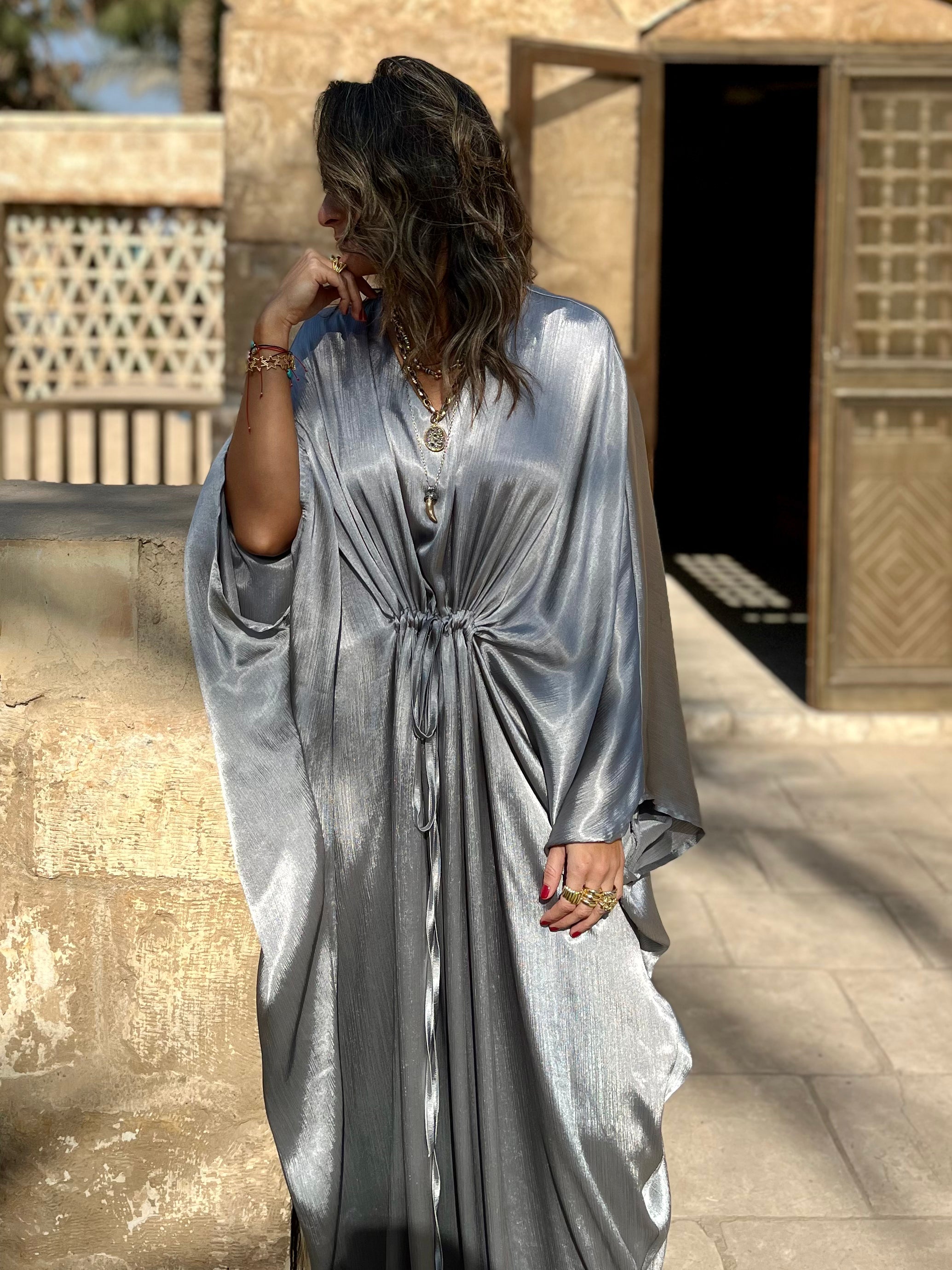 Silver Shimmery Nubian Kaftan