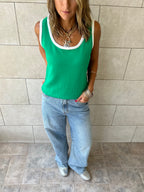 Green Sleeveless Knit Top