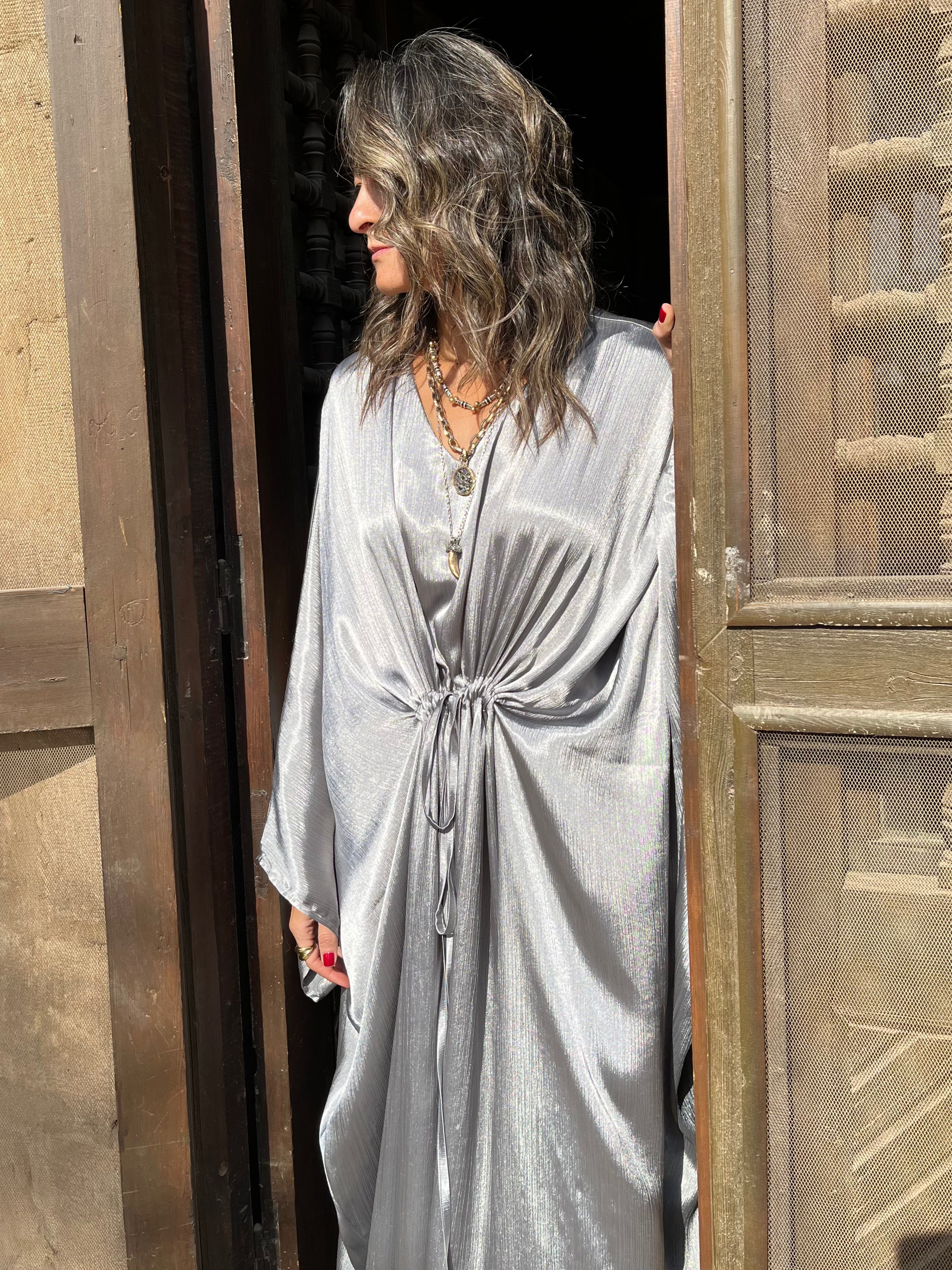 Silver Shimmery Nubian Kaftan