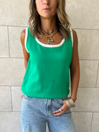 Green Sleeveless Knit Top