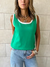 Green Sleeveless Knit Top