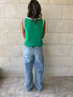 Green Sleeveless Knit Top