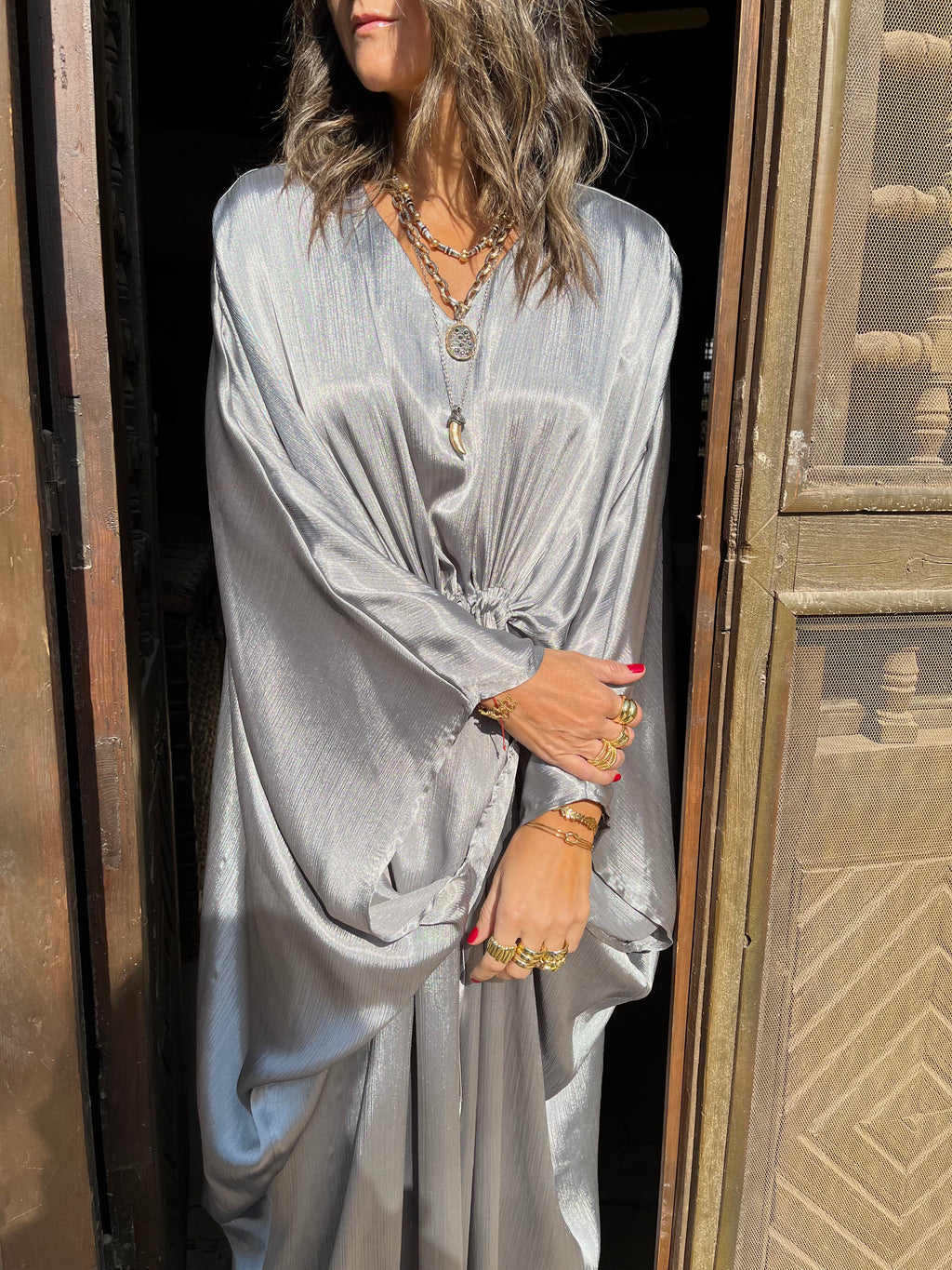 Silver Shimmery Nubian Kaftan
