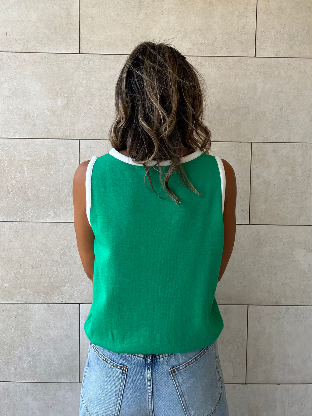 Green Sleeveless Knit Top