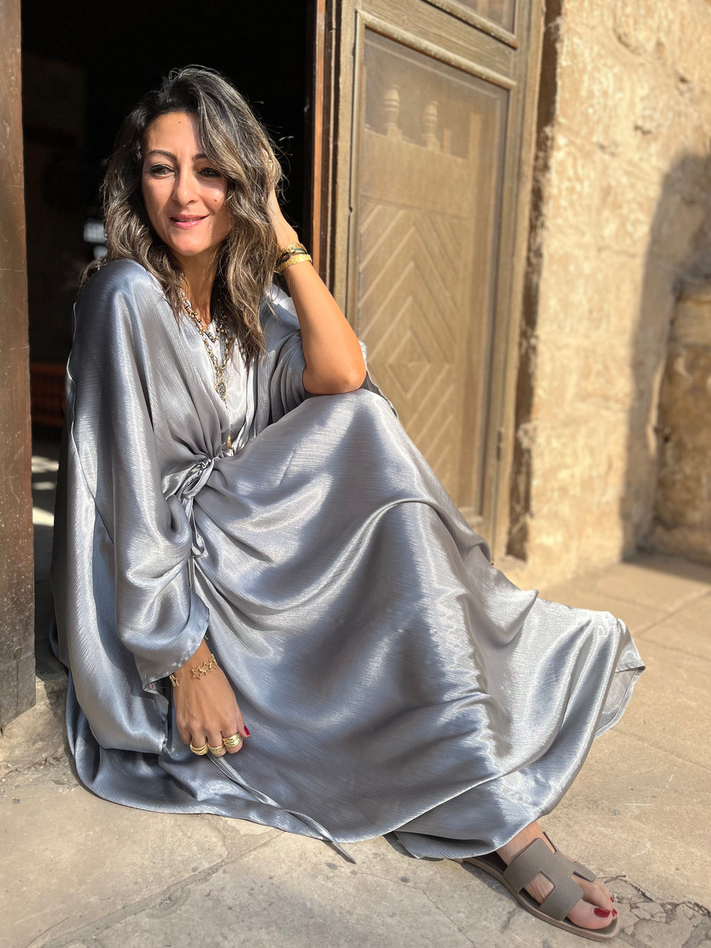 Silver Shimmery Nubian Kaftan