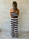 Black Striped Crochet Pants Set