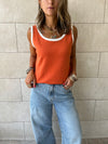 Orange Sleeveless Knit Top