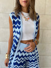 Blue Zigzag Crochet Vest