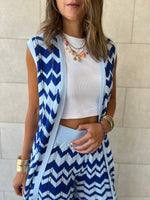 Blue Zigzag Crochet Vest