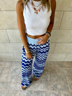 Blue Zigzag Crochet Pants