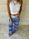 Blue Zigzag Crochet Pants