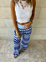 Blue Zigzag Crochet Pants
