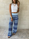 Blue Zigzag Crochet Pants