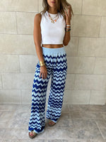 Blue Zigzag Crochet Pants