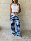 Blue Zigzag Crochet Pants
