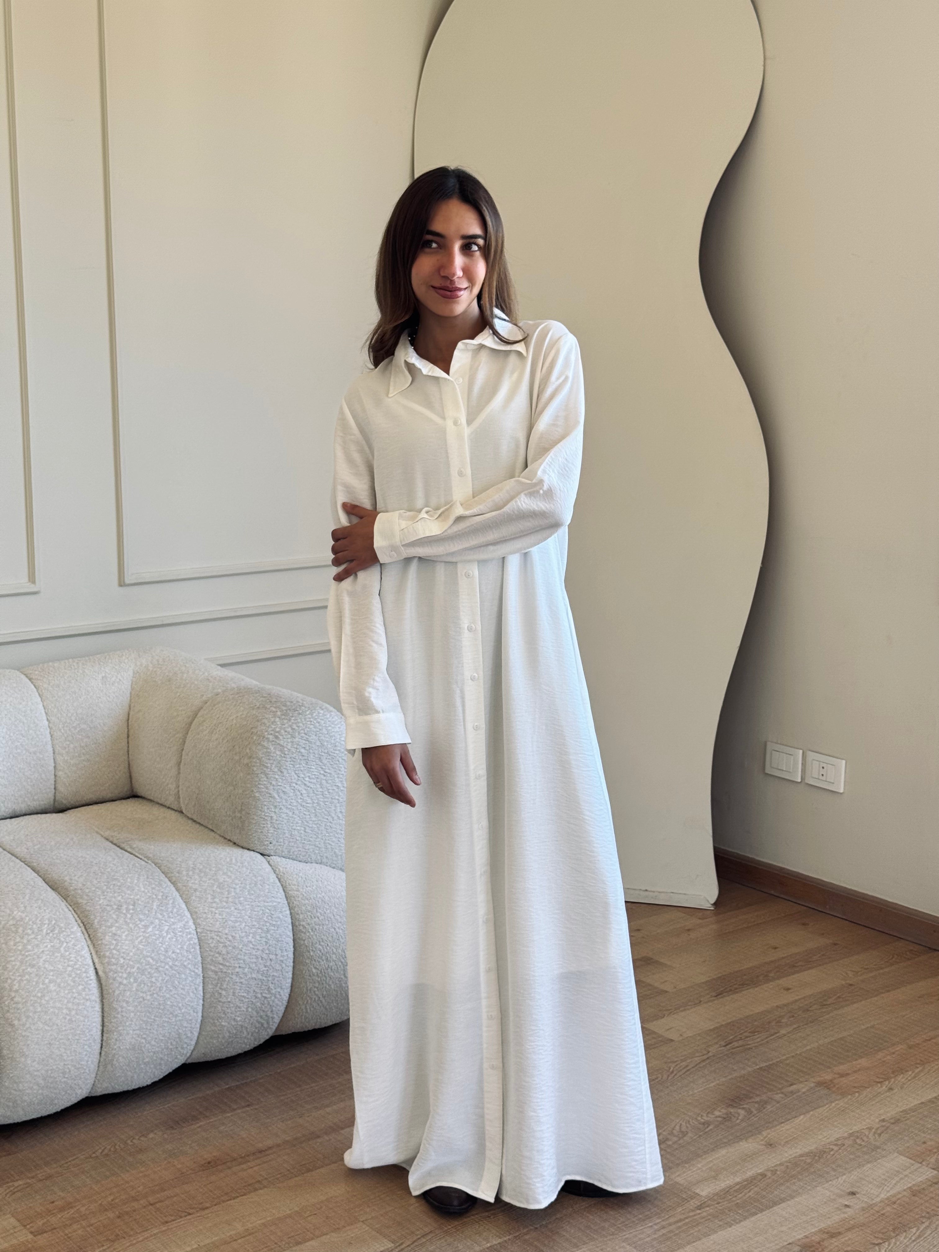 White Longline Ramadan Shirt Dress