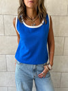 Blue Sleeveless Knit Top