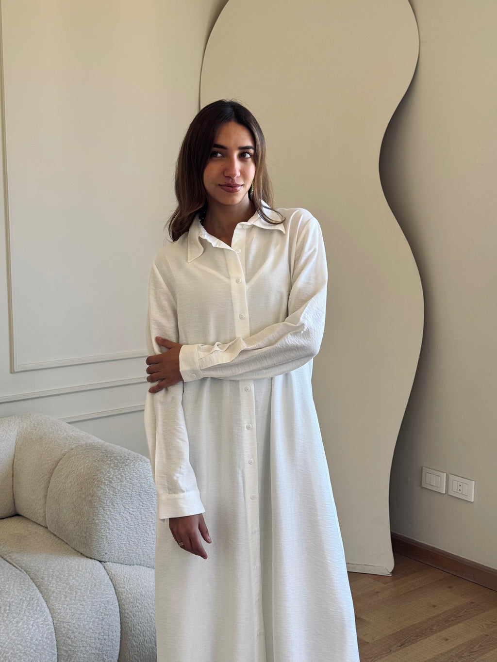 White Longline Ramadan Shirt Dress