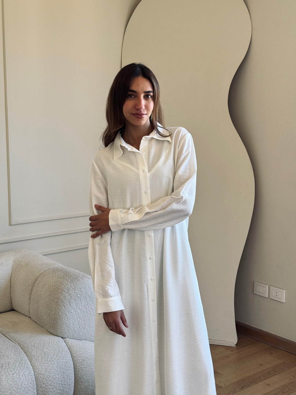 White Longline Ramadan Shirt Dress
