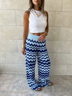 Blue Zigzag Crochet Pants