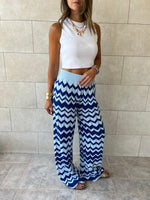 Blue Zigzag Crochet Pants