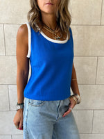 Blue Sleeveless Knit Top