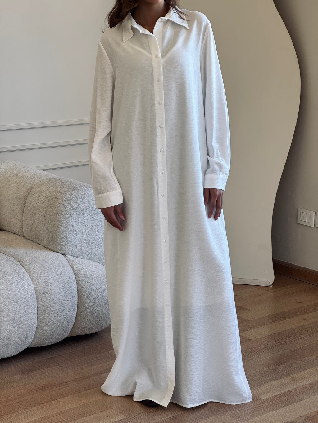 White Longline Ramadan Shirt Dress