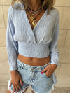 Baby Blue Crinkle Flare Top