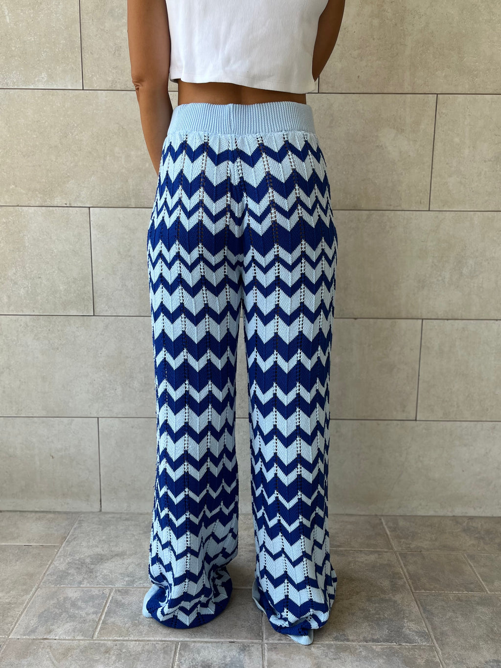 Blue Zigzag Crochet Pants