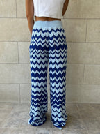 Blue Zigzag Crochet Pants