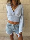 Baby Blue Crinkle Flare Top