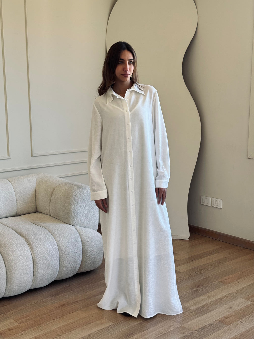 White Longline Ramadan Shirt Dress