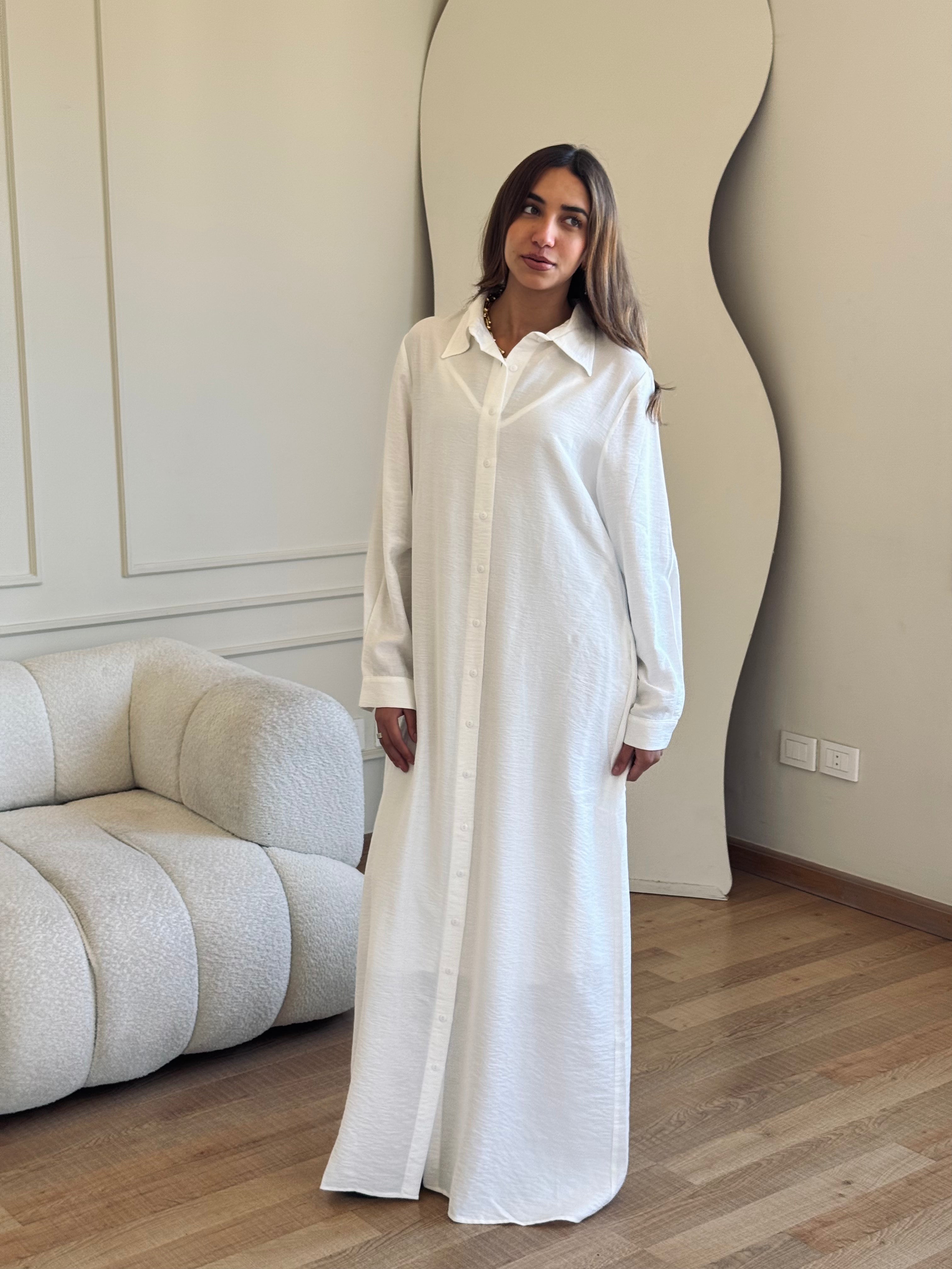 White Longline Ramadan Shirt Dress