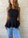 Black Peplum Scuba Top