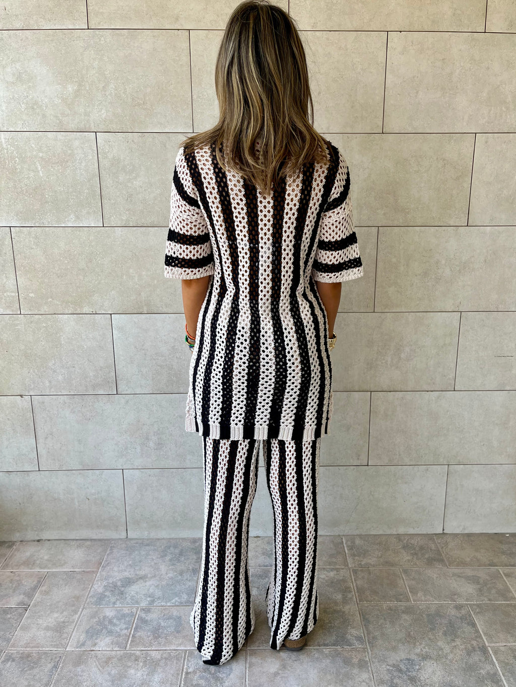 Black Finally Sunny Crochet Pants Set