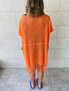 Orange Crochet Tassel Coverup