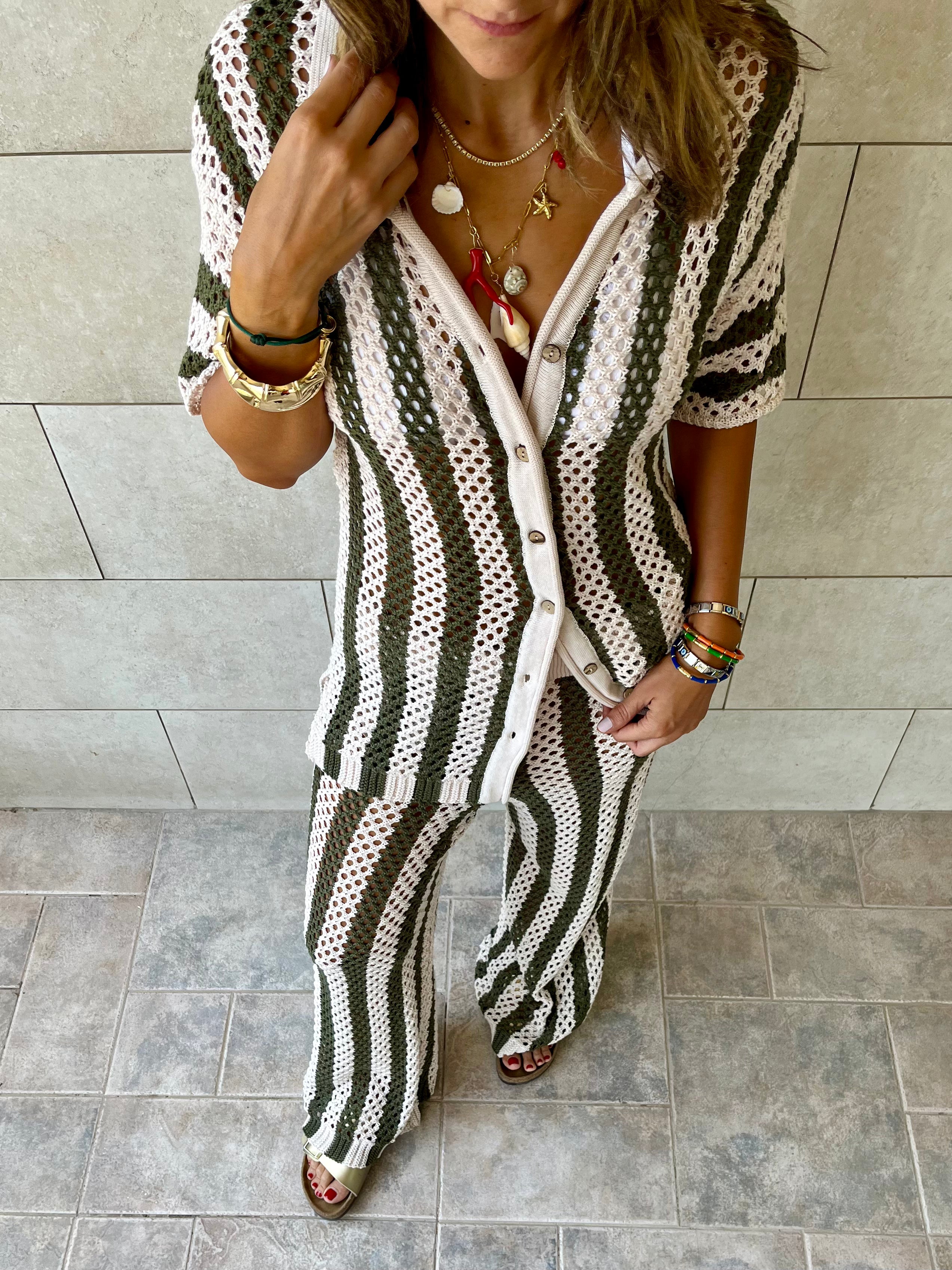 Olive Finally Sunny Crochet Pants Set