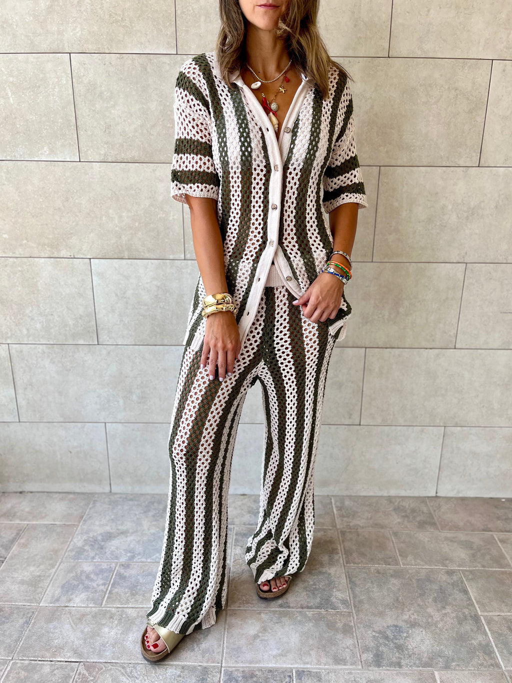 Olive Finally Sunny Crochet Pants Set