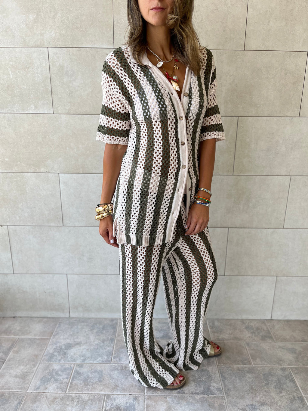 Olive Finally Sunny Crochet Pants Set