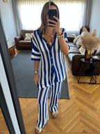 Blue Finally Sunny Crochet Pants Set