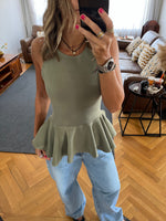 Olive Peplum Scuba Top